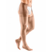 Компрессионный чулок mediven plus с застёжкой на талии на правую ногу 1 класса компрессии с открытым носком (AG-72-83см) арт.117, цвет бежевый