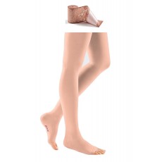 Компрессионные чулки с кружевной силиконовой резинкой на широкое бедро mediven COMFORT 1 класса компрессии с открытым носком (AG-72-83 см) арт. CO161W, цвет карамель