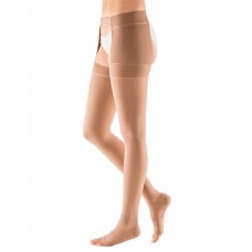 Компрессионный чулок mediven plus с застёжкой на талии на правую ногу 2 класса компрессии с открытым носком (AG-62-71см) арт.208, цвет бежевый