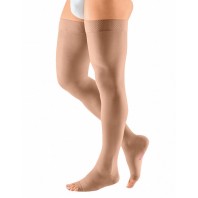 Компрессионные чулки mediven plus с силиконовой резинкой на широкое бедро 2 класса компрессии с открытым носком (AG-72-83см) арт.200W, цвет карамель