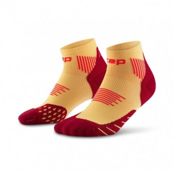 Женские компрессионные короткие носки CEP арт. C095W-YB, цвет желтый-бордовый