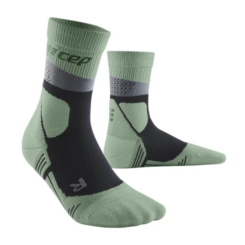 Женские компрессионные укороченные гольфы CEP MAX Cushion арт. C073W-2M, цвет серый-мятный