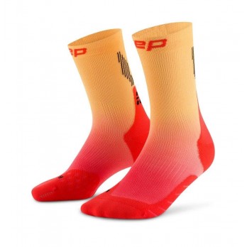 Женские компрессионные высокие спортивные носки CEP Gradient арт. C10EW-RY, цвет красный-желтый