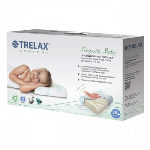 Ортопедическая подушка с эффектом памяти под голову для детей Trelax RESPECTA BABY арт. П35
