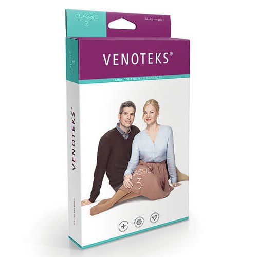 Компрессионные чулки Venoteks Classic 3 класс компрессии с открытым мыском арт.3C213, цвет черный